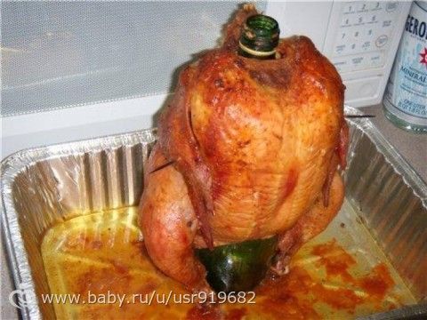 Запеченная курица на бутылке рецепт с пошагово