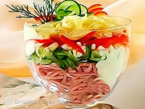 Салат коктейль с ветчиной и сыром рецепт