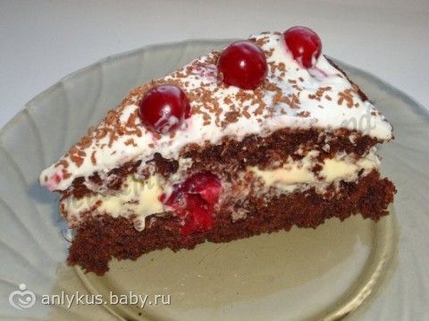 Торт шоколадный с вишней с фото