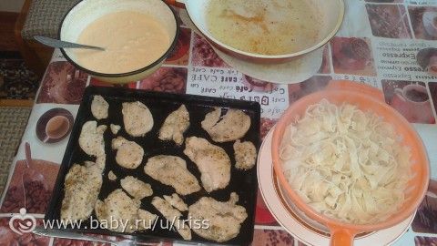 Запеканка с макаронами и кур филе