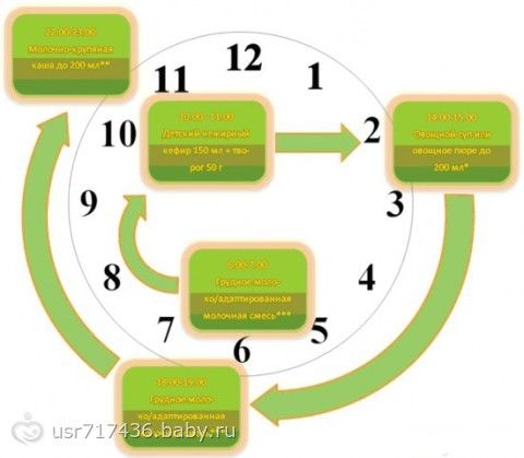 Схемы введения прикорма по доктору Комаровскому (9-12 месяцев)
