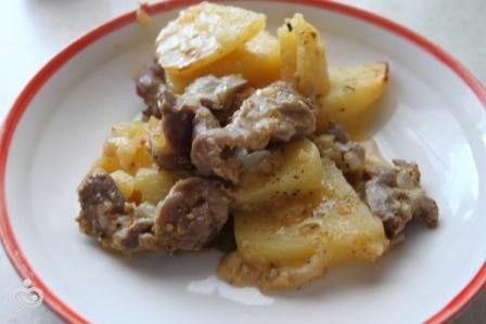 Куриные желудки с картошкой Куриные желудки с картошкой