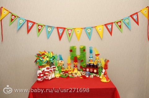 Оформления дня рождения в стиле Angry Birds