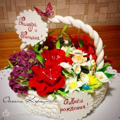 фото торт корзина с цветами онлайн